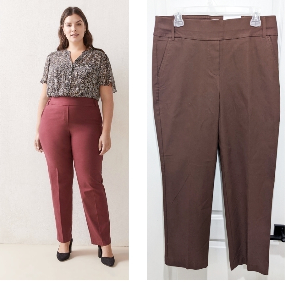 NWT Addition Elle | Savvy Universal Fit Straight Leg Pant In Brown